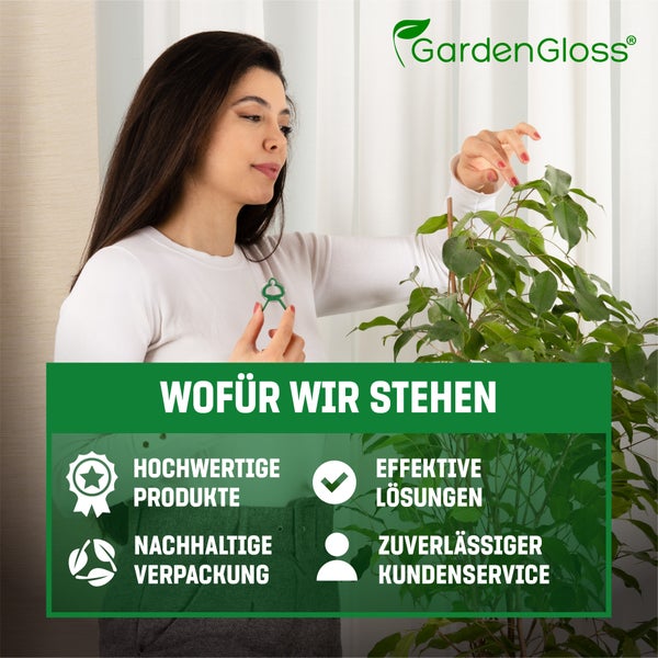 GardenGloss 48 Pflanzenclips Klein - Pflanzenklammern für Tomaten, Rosen, Gurken und andere Rankpflanzen – Besonders einfache Rankhilfe für Pflanzen – Stabile Klammern für Kletterpflanzen Befestigung