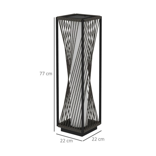 Outsunny Solar Stehlampe Rattan mit Lichtsensor 25 LEDs Solarlampen im Boho-Stil IP44 Wasserdichte Solarleuchte Solarlampe Outdoor Lampe Akku Solarlaterne für Garten Balkon Außen Rasen Hof