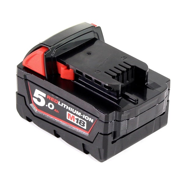 Milwaukee M18 Lithium-Ionen-Akku mit 5,0 Amperestunden für Elektrowerkzeuge.