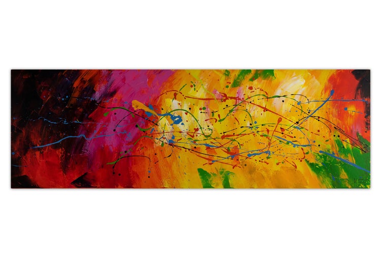 Handgemaltes Gemälde Acrylfarbe 150x50cm Bunt