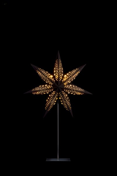 Sterntaler Dekostern | Weihnachtsstern Papier | Samt | Faltstern mit Ständer | 45cm | Innen | Glühbirne | Netzstecker