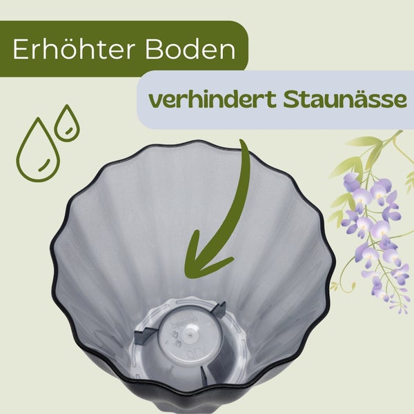 Blumentopf mit erhöhtem Boden zur Vermeidung von Staunässe