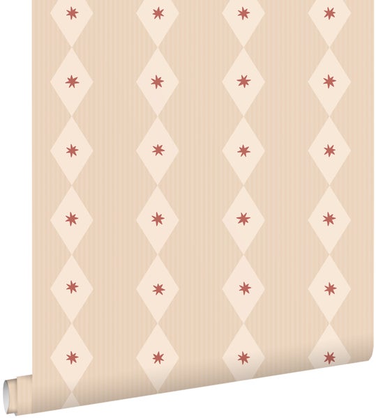 Vliestapete mit Rautenmuster und Sternenmotiv in modernem Design als Tapetenrolle