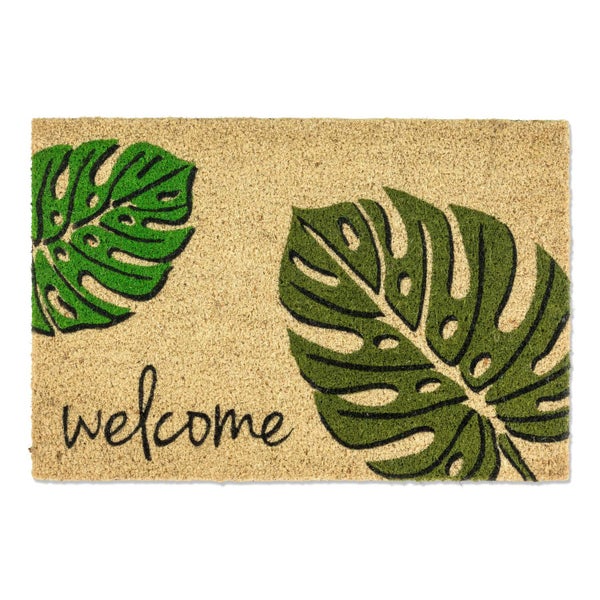 Fußmatte mit Monstera Blättern und Willkommensgruß