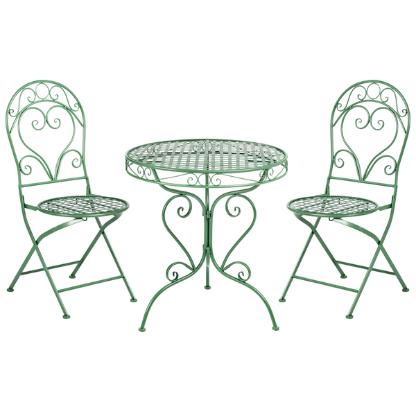 Gartentischgruppe mit zwei Stühlen aus Metall