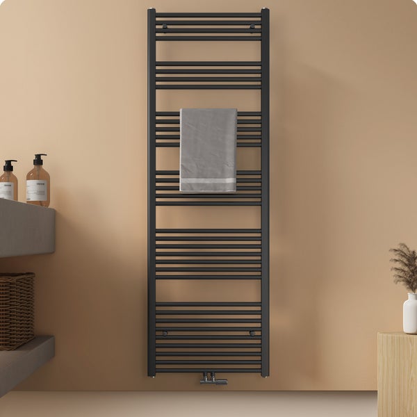 EMKE Badheizkörper 180x60 cm, 898W, Anthrazit, Handtuchtrockner mit Mittelanschluss, Badezimmer Handtuchheizkörper für zentrale Heizsysteme, für Bad