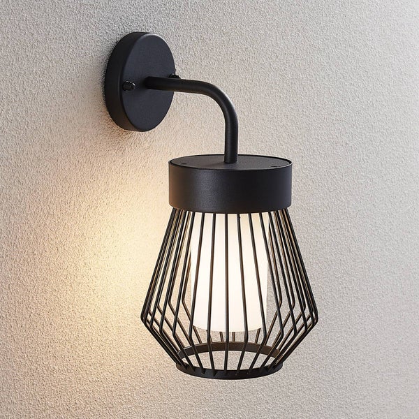 Lindby Wandleuchte außen Vajana (spritzwassergeschützt (Retro, Vintage Antik) in Schwarz aus Aluminium (1 flammig E27) - Außenwandleuchten Wandlampe Led Außenlampe Outdoor für