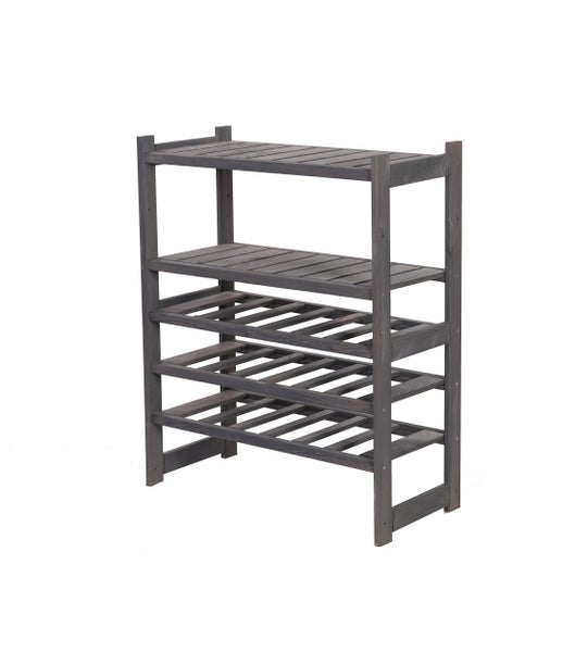 PROREGAL Weinregal SPREEWALD HxBxT 86x70x33cm 18 Flaschen auf 3 Ebenen + 2 Ablagen Massives Kiefernholz Grau geölt