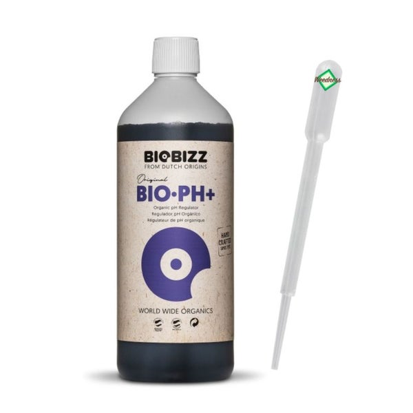 BioBizz pH+ PLUS 1 Liter – 100 % Biologischer pH-Wert-Anheber für gesundes Pflanzenwachstum & maximale Erträge – Inkl. Pipette & Messbecher