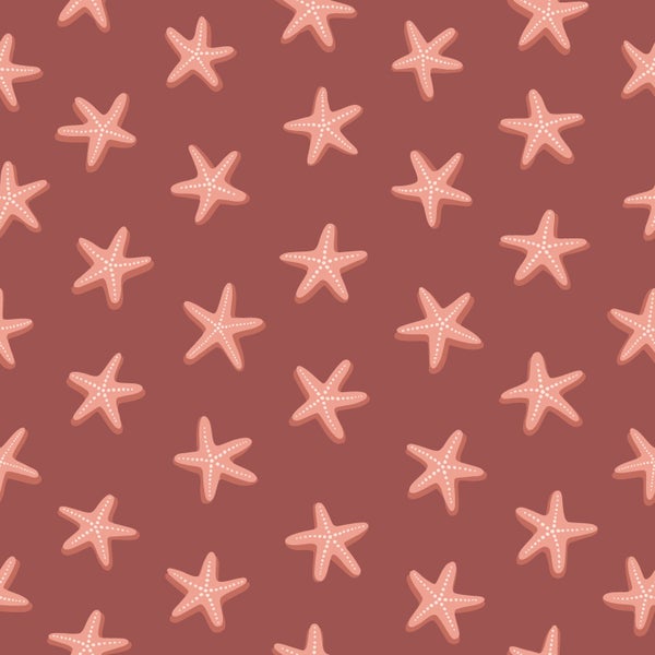 Nahtloses Muster mit kleinen Seesternen mit Punkten.