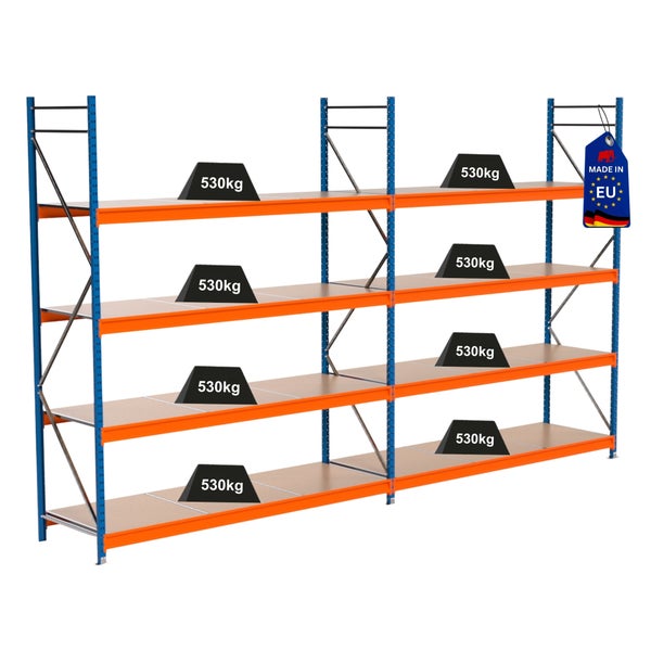 Regal mit mehreren Ebenen und hoher Traglast von 530 Kilogramm mit Herkunftskennzeichnung Europäische Union