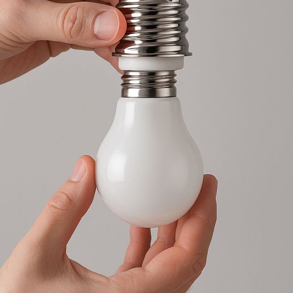 Nahaufnahme einer LED-Lampe in der Hand