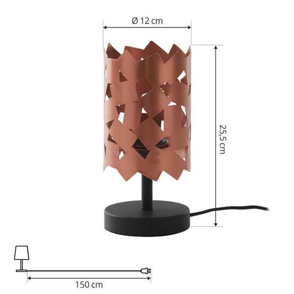 Lucande Tischlampe Aeloria (Modern) in Kupfer aus Metall (1 flammig, E27) - Tischleuchte Schreibtischlampe Nachttischlampe Wohnzimmerleuchte