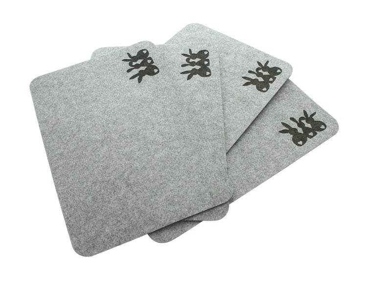 FRANK FLECHTWAREN | Platzmatte Hasentrio, 4er Set, POLYESTER, 30 x 45 cm