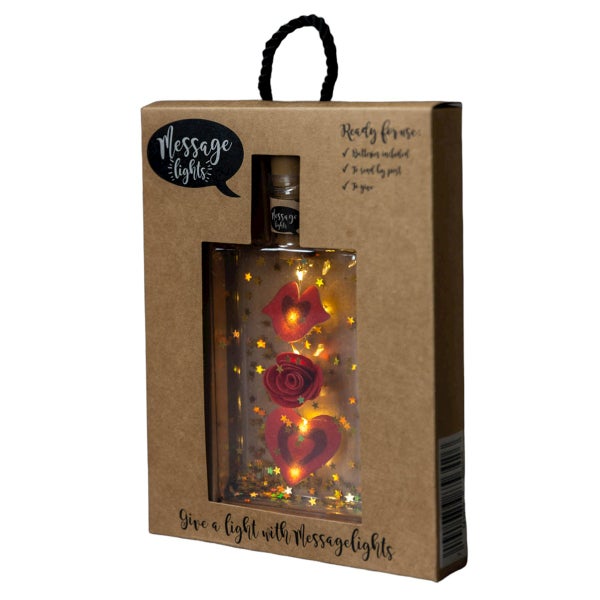 Liebe leuchtet Flasche Postkarte - Nachricht Lichter