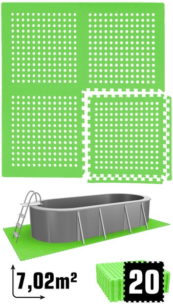 eyepower 7 m² Poolunterlage - 20 EVA Matten 62x62 - Outdoor Pool Unterlage - Unterlegmatten Set