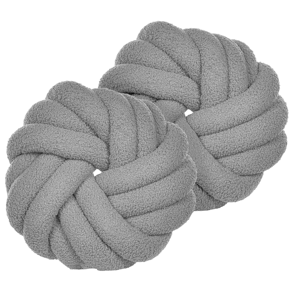 Dekokissen 2er Set AKOLA Bouclé 31 x 31 cm Grau Ohne Muster