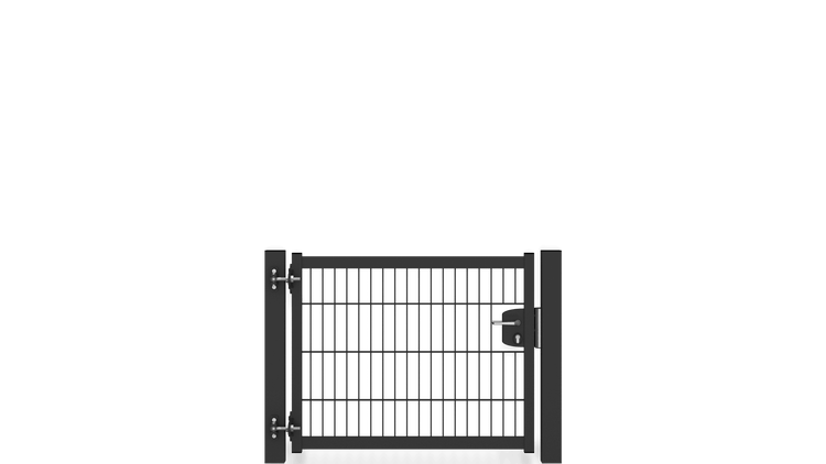 Gartentür ZAUNGURU BASIC-Line aus Metall, Höhe: 83cm, Breite: 123cm, 1-flügelig inkl. Pfosten, Locinox-Schloss und Zubehör, Feuerverzinkt und zusätzlich in RAL 7016 Anthrazitgrau pulverbeschichtet