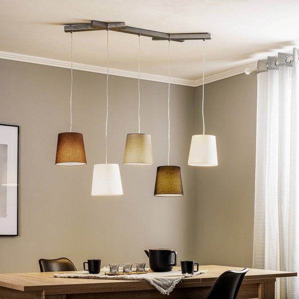 Lucande Pendelleuchte Thamila (Für Kinder, Junges Wohnen) aus Textil (5 flammig E27) - Hängeleuchte Esstischlampe Hängelampe Wohnzimmerleuchte