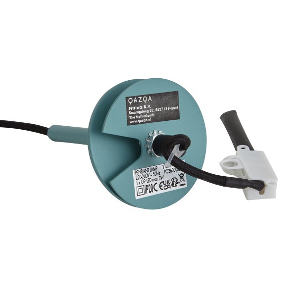 Deckenbaldachin einer Pendelleuchte mit elektrischer Anschlussklemme und Kabel