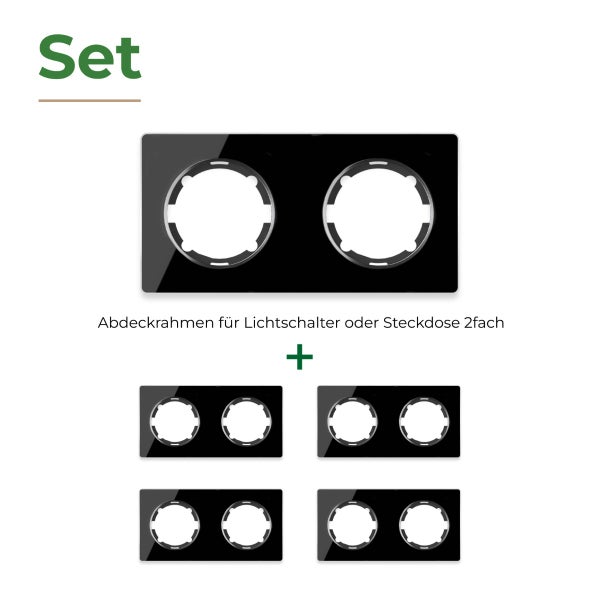 Set aus 5 zweifachen Abdeckrahmen für Lichtschalter oder Steckdosen