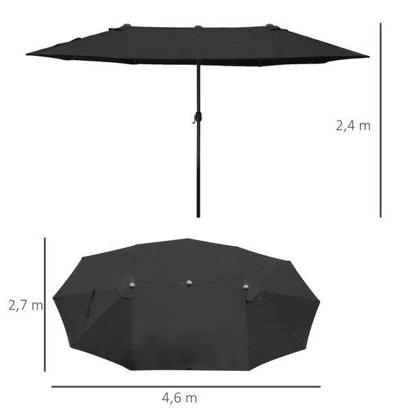 Outsunny Sonnenschirm, L460 x B270 x H240 cm, Stahl, Polyester, ABS, schwarz