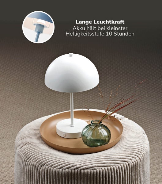 mokebo LED Tischlampe kabellos, Akku Tischleuchte dimmbar und aufladbar 'Der Leuchtturm' in Graublau
