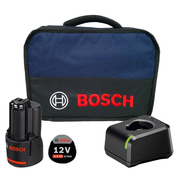 Bosch Starter-Set 12 V / 1x 3,0 Ah Akku + Ladegerät GAL 12V-20 im Softbag