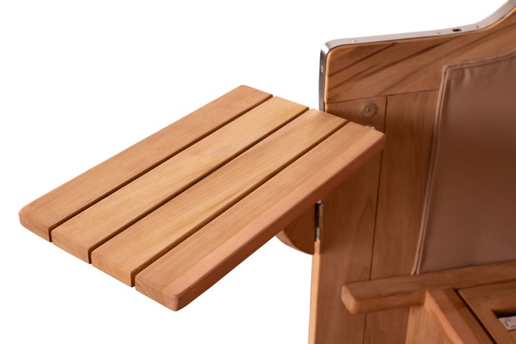 Strandkorb Westerland XXL Teak Bullauge PE shell Dessin 580