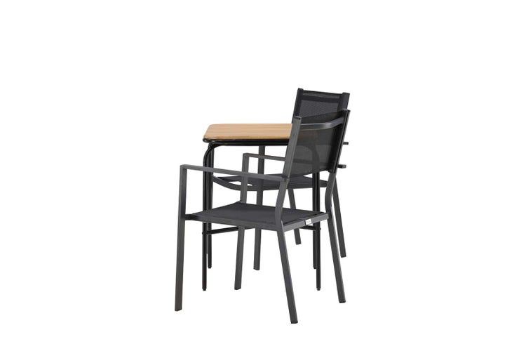Holmbeck Gartenset Tisch, 2 Stühle  natur,schwarz. 88 X 70 X 74 cm