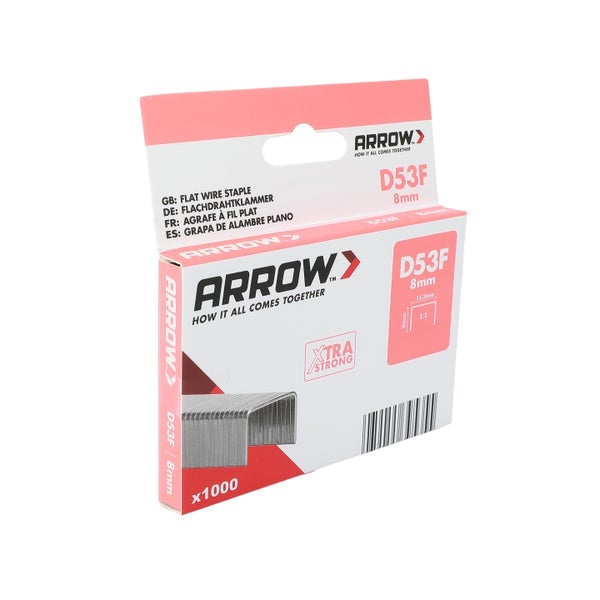 Arrow Flachdrahtklammern D53F 8 Millimeter 1000 Stück