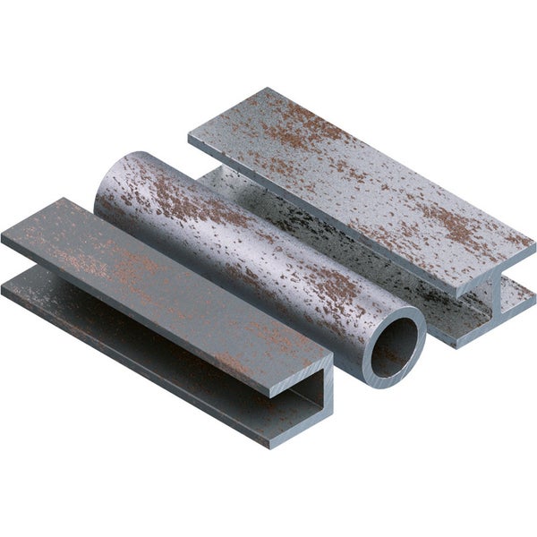 Verschiedene Stahlprofile: U-Profil, Rundrohr und Doppel-T-Träger