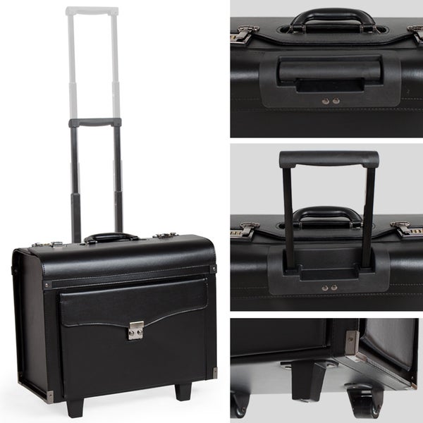 Pilotenkoffer tectake  aus Kunstleder mit abgerundeten Metallecken 46 x 24 x 43 - 100 cm