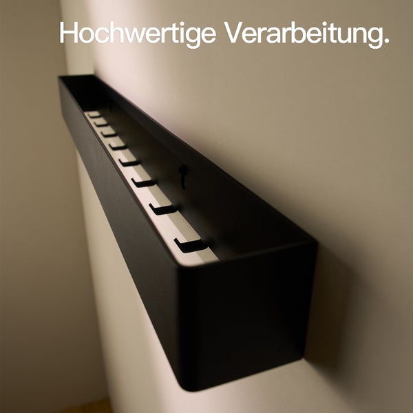 Designfabrik Hamburg Garderobe mit versteckten Haken  |  Wandgarderobe Schwarz 80 cm