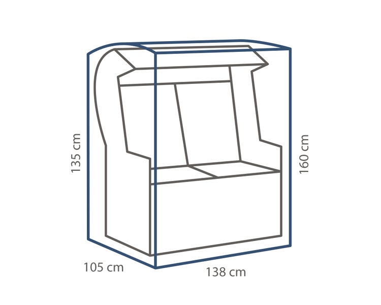 Abdeckung für Loungeinsel mit den Maßen 135 cm x 105 cm x 138 cm