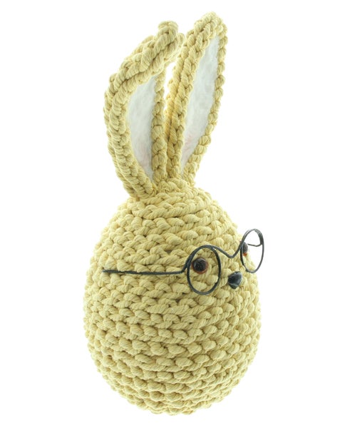 FRANK FLECHTWAREN|Hasenfigur Professor Hoppel, Höhe 30 cm, KUNSTSTOFF, TEXTIL, KUNSTFELL, METALL