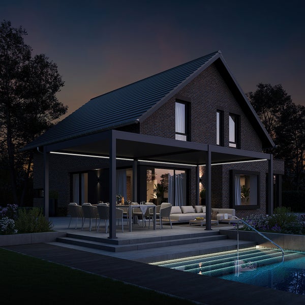 Weide Elektrische Deluxe Aluminium  Pergola 3,6 x 7,2 M mit LED