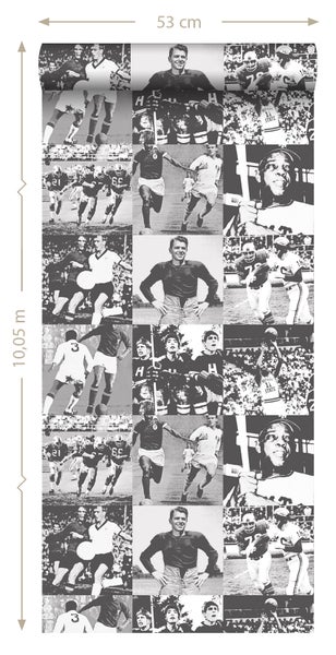 Tapete mit Sportmotiven, 53 cm breit und 10,05 m lang