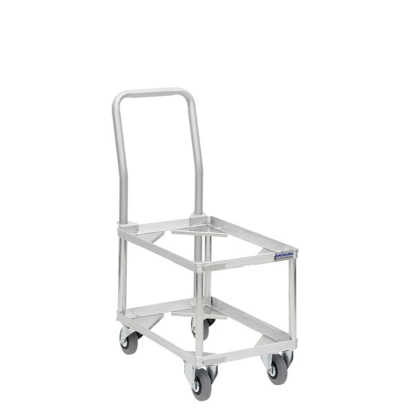 Gmöhling Aluminium-Transportwagen mit Schiebegriff für Eurobehälter, silber, vier Lenkrollen.