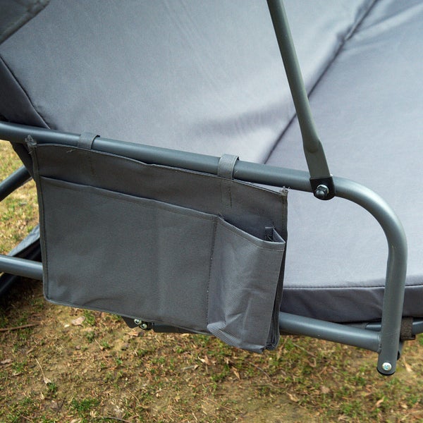 Outsunny Hollywoodschaukel, 3-Sitzer Gartenschaukel mit Seitenwänden, 240x140x197cm, Metall, Polyester, Oxford, Moskitonetz, Grau