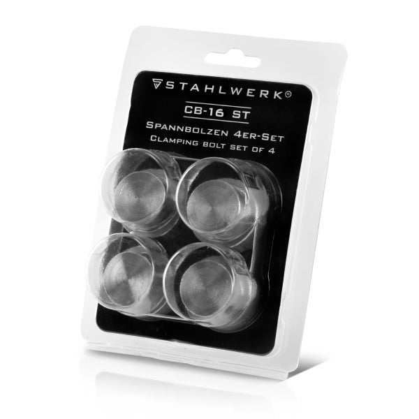 STAHLWERK Logo. Spannbolzen 4er-Set in Verpackung