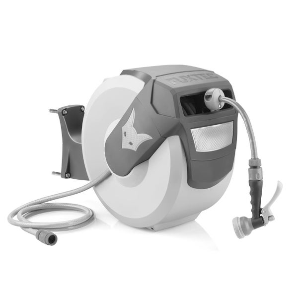 FUXTEC Logo Gartenschlauchbox mit Gartenschlauch und Spritzpistole