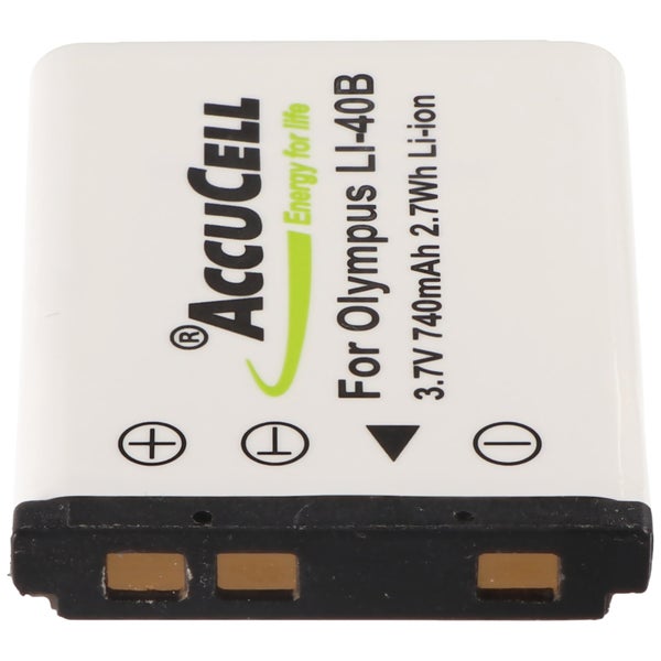 AccuCell Lithium-Ionen-Akku passend für Olympus LI-40B, 3,7 Volt, 740 Milliamperestunden.