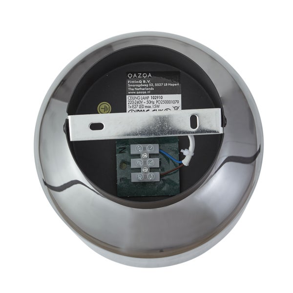 Deckenleuchte von unten mit elektrischen Anschlüssen.