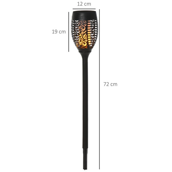 Outsunny Solarleuchte, Gartenlicht, 4er-Set Lampe, 6–8 h, IP44 Wasserfest, Ø12 x H72 cm, Kunststoff, Schwarz