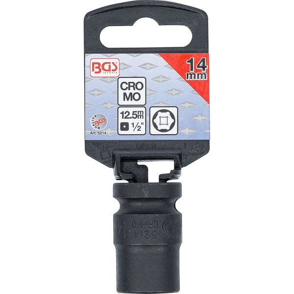 BGS Kraft-Steckschlüssel-Einsatz Sechskant Antrieb Innenvierkant 12,5 mm (1/2) SW 14 mm - 5214