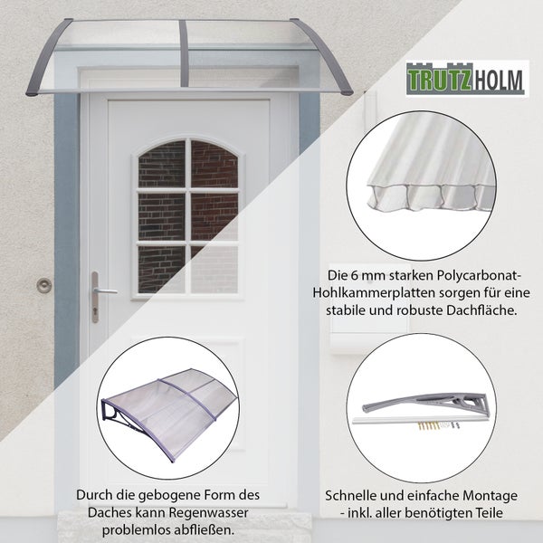 Vordach von Trutzholm mit Polycarbonat Hohlkammerplatten für den Hauseingang inklusive Montagematerial