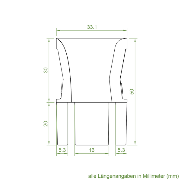 Technische Zeichnung mit Maßangaben in Millimeter