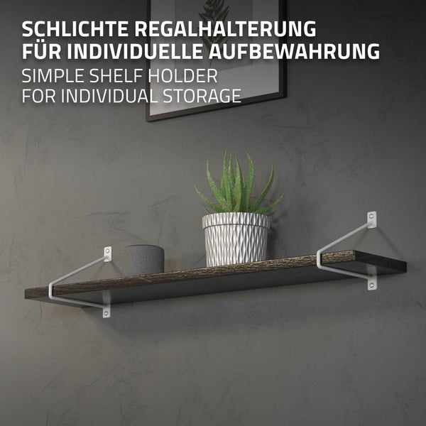 ML-Design 4 Stück Regalhalterung, 220 mm, Weiß, aus Stahl, Haarnadel Regalhalterungen, Schwebe Regalwinkel, Hairpin Wandhalterung, Regalträger für Wandmontage, Industrielle Wandregal, Wandkonsole