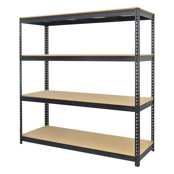 PROREGAL Mega Deal 4x Profi Schwerlastregal Bison HxBxT 200 x 200 x 60 cm 4 Fachböden Fachlast 600 kg Schwarz